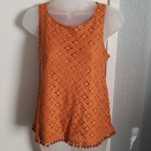 Ann Taylor Factory Pom Pom Lace top